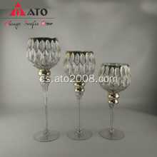 Candelador de vidrio de electroplacas de oro para la decoración del partido